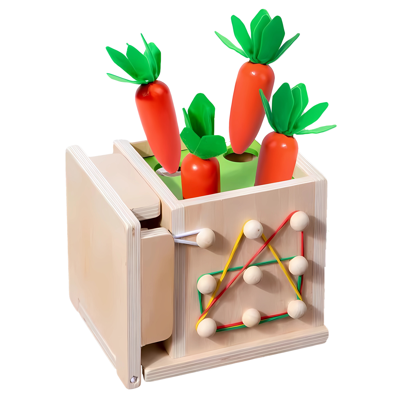 CozyGlee Wooden Montessori Baby Toys, 8-in-1 Wooden Play Kit Includes Object Permanent Box, Coin Box, Carrot Harvest, Shape Sorting & Stacking - Christmas Birthday Gift for Boys Girls Toddlers